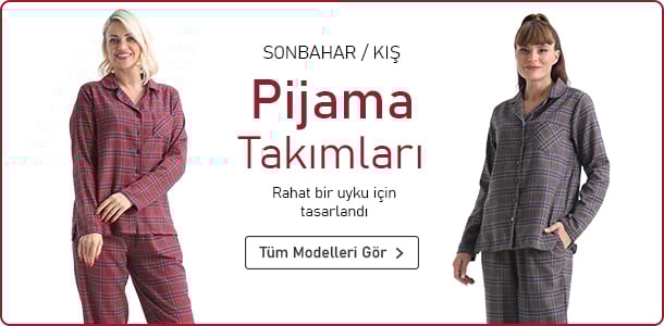 Pamuk Kadın Sonbahar / Kış Pijama Takımı Modelleri
